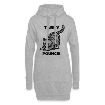 Tigerkatze Tabby springt Katzenjagd - Hoodie-Kleid - Grau meliert - Vorne