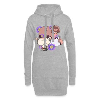 Bubble Tea Time & Reh mit Walker - Hoodie-Kleid - Grau meliert - Vorne