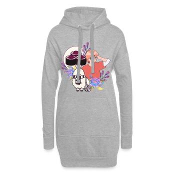Sushi Time & Alpaga en fauteuil roulant - Sweat-shirt à capuche long Femme - gris chiné - Devant