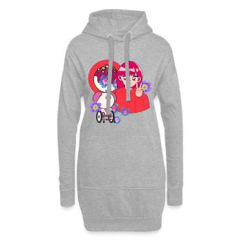 Signe de paix et art du chien en fauteuil roulant - Sweat-shirt à capuche long Femme - gris chiné - Devant
