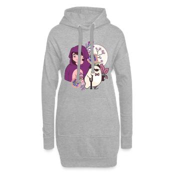 Fille d’anime et cochon avec prothèses et béquilles artistiques - Sweat-shirt à capuche long Femme - gris chiné - Devant