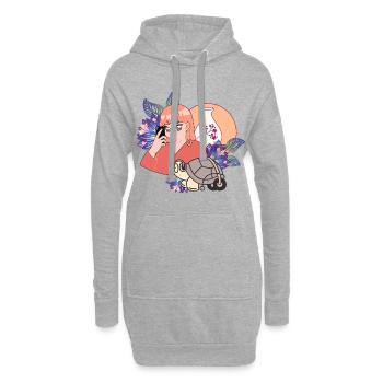 Zen-Selfie & Schildkröte in Rollstuhlkunst - Hoodie-Kleid - Grau meliert - Vorne