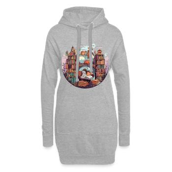 Drachenbibliothek Lesesaal Abenteuer - Hoodie-Kleid - Grau meliert - Vorne