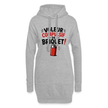 Voleur Compulsif de Briquet ! - Sweat-shirt à capuche long Femme - gris chiné - Devant