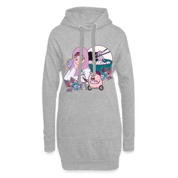 Mangaka, Ramen et Cochon en fauteuil roulant - Sweat-shirt à capuche long Femme - gris chiné - Devant