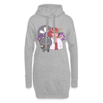 Café douillet et ours mignon avec une jambe prothétique - Sweat-shirt à capuche long Femme - gris chiné - Devant