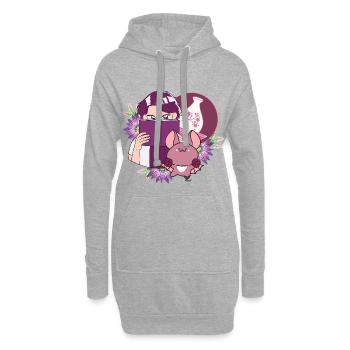 Lecteur de manga, saké et chauve-souris avec prothèse - Sweat-shirt à capuche long Femme - gris chiné - Devant