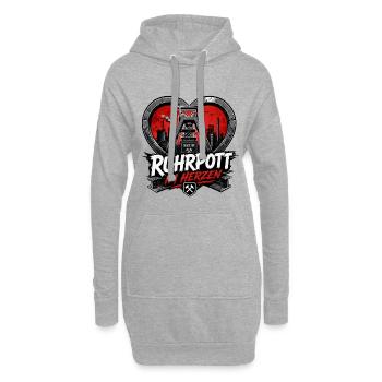 Ruhrpott im Herzen Herz Ruhrgebiet - Hoodie-Kleid - Grau meliert - Vorne