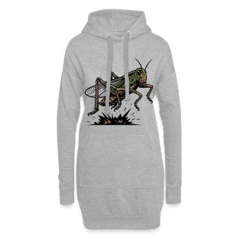 Heuschrecke, Heuschrecke, Sprung-Hop-Tattoo-Insekt - Hoodie-Kleid - Grau meliert - Vorne