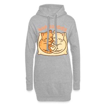 Süße Katzen Nap Buddies – Schlafen mit Herz - Hoodie-Kleid - Grau meliert - Vorne