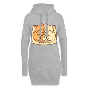 Süße Katzen im Kreis – Schlafend mit Herz - Hoodie-Kleid - Grau meliert - Vorne