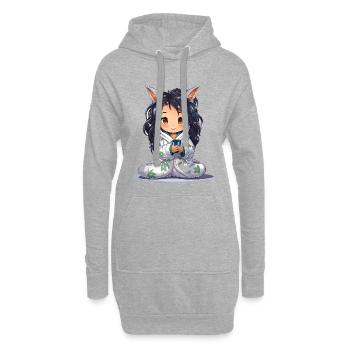 Sweat à capuche Star Chibi Cuddly Hero - Sweat-shirt à capuche long Femme - gris chiné - Devant