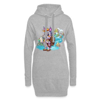 Küstenabenteuer-Ziege - Hoodie-Kleid - Grau meliert - Vorne
