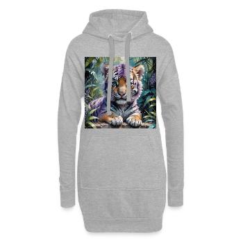 Bunter Tigercub im Dschungel - Hoodie-Kleid - Grau meliert - Vorne