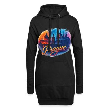 Prag Skyline: Modernes & Episches Fantasy Design - Hoodie-Kleid - Schwarz - Vorne