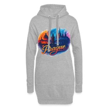 Prag Skyline: Modernes & Episches Fantasy Design - Hoodie-Kleid - Grau meliert - Vorne