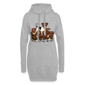 Jack Russell Terrier Bande dessinée Chaos Design - Sweat-shirt à capuche long Femme - gris chiné - Devant