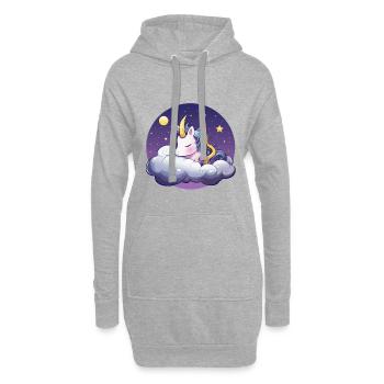 Schlafender Einhorn auf Wolken - Hoodie-Kleid - Grau meliert - Vorne
