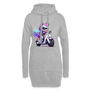 Poney sur un vélo nitro néon - Sweat-shirt à capuche long Femme - gris chiné - Devant