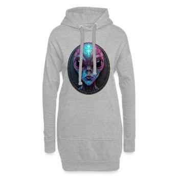 Neon Alien Medallion Sci-Fi Art - Hoodie-Kleid - Grau meliert - Vorne