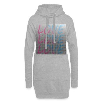 Gradient Love Schriftzug auf Streifen - Hoodie-Kleid - Grau meliert - Vorne
