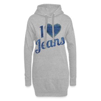 J’adore les jeans vintage design avec le cœur - Sweat-shirt à capuche long Femme - gris chiné - Devant