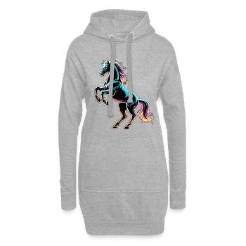 Cheval Néon Lumière Glitch Style Rétro - Sweat-shirt à capuche long Femme - gris chiné - Devant