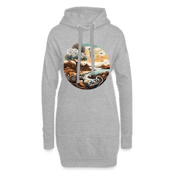 Kreislandschaft Spirale Küstenfarben - Hoodie-Kleid - Grau meliert - Vorne
