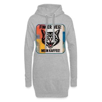 Finger Weg! Mein Kaffee Katzenspruch - Hoodie-Kleid - Grau meliert - Vorne