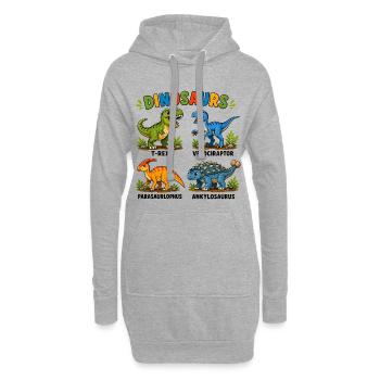Dinosaurierarten lernen für Kinder - Hoodie-Kleid - Grau meliert - Vorne