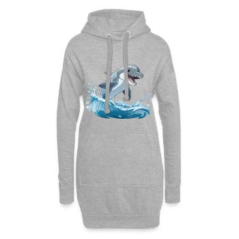 Wellenhai Surfabenteuer - Hoodie-Kleid - Grau meliert - Vorne