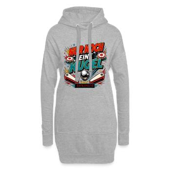 Nur noch eine Kugel – Pinball Retro Flipper - Hoodie-Kleid - Grau meliert - Vorne