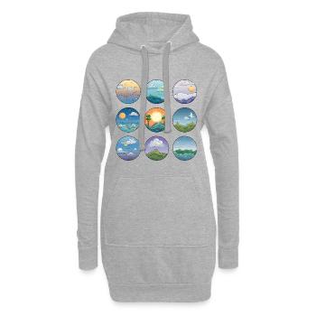 Paysages circulaires Lever de soleil - Sweat-shirt à capuche long Femme - gris chiné - Devant