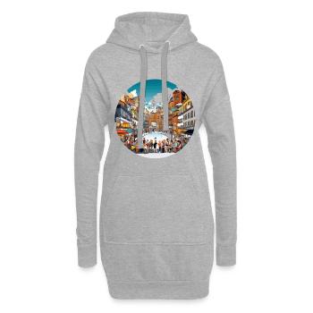 Rundstadt Festszene - Hoodie-Kleid - Grau meliert - Vorne