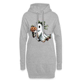 Citrouille fantôme d’Halloween - Sweat-shirt à capuche long Femme - gris chiné - Devant