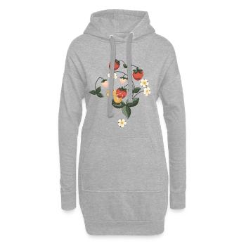 Erdbeere mit süßer Maus Garten Blumen Früchtchen - Hoodie-Kleid - Grau meliert - Vorne