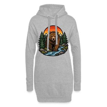 Braunbär im Walduntergang - Hoodie-Kleid - Grau meliert - Vorne