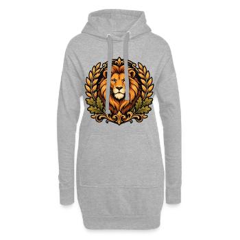 Tête de lion royale ornement doré - Sweat-shirt à capuche long Femme - gris chiné - Devant