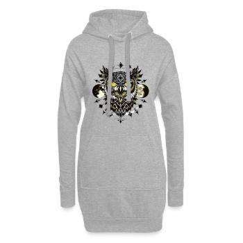 Hibou dans le design de tatouages - Sweat-shirt à capuche long Femme - gris chiné - Devant