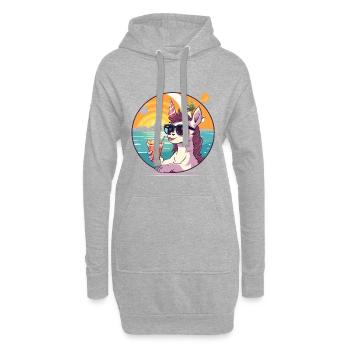 Sonnenuntergang Lama Party - Hoodie-Kleid - Grau meliert - Vorne