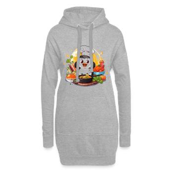Küchen-Pinguin Kochkunst - Hoodie-Kleid - Grau meliert - Vorne