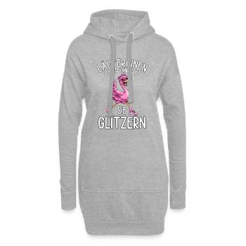 Läuferinnen schwitzen nicht sie glitzern Flamingo - Hoodie-Kleid - Grau meliert - Vorne