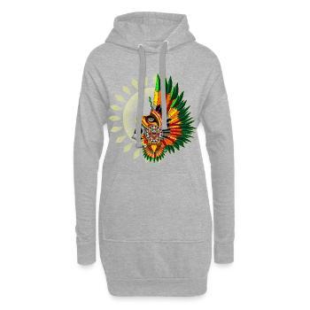 Crâne de guerrier aztèque aigle - Sweat-shirt à capuche long Femme - gris chiné - Devant