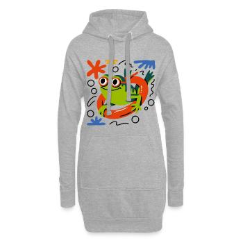 Sommer Frosch Fun - Hoodie-Kleid - Grau meliert - Vorne