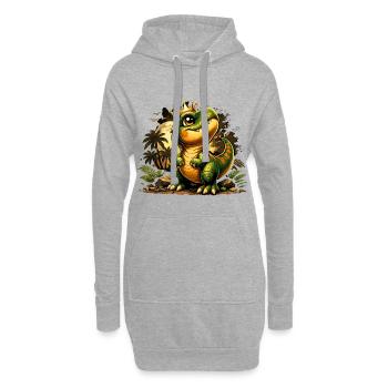 Stolzer kleiner T-Rex – Süßes Dinosaurier Shirt - Hoodie-Kleid - Grau meliert - Vorne