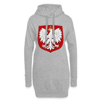 T-shirt Pologne – Aigle blanc avec couronne - Sweat-shirt à capuche long Femme - gris chiné - Devant