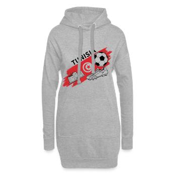 Tunisie Football Maillot Supporter Tunisia Soccer - Sweat-shirt à capuche long Femme - gris chiné - Devant