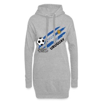 Uruguay Football Maillot Supporter Uruguay Soccer  - Sweat-shirt à capuche long Femme - gris chiné - Devant
