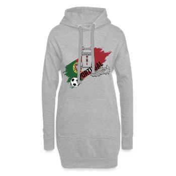Portugal Football Maillot Supporter Soccer Foot - Sweat-shirt à capuche long Femme - gris chiné - Devant
