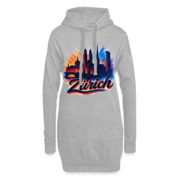 Zürich Skyline – Moderne Epische Silhouette - Hoodie-Kleid - Grau meliert - Vorne